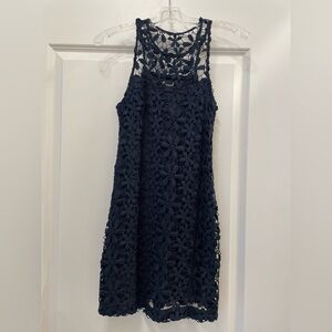 Hollister 2010s Navy Floral Lace Dress
